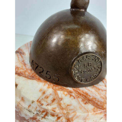 156 - Cast bronze dancing lady on marble base, 55cms in height