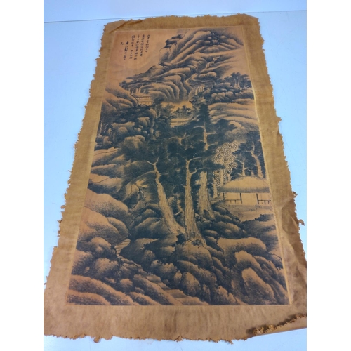 162 - 2 oriental scroll pictures, 67 x 36cms