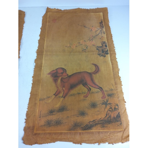 162 - 2 oriental scroll pictures, 67 x 36cms