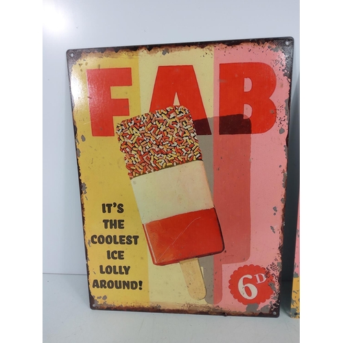 167 - 2 novelty metal advertising signs, 40 x 30cms each