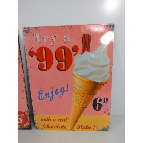167 - 2 novelty metal advertising signs, 40 x 30cms each