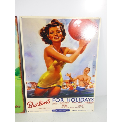 168 - 2 novelty metal advertising signs, 40 x 30cms each