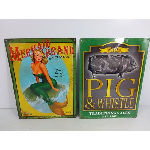 169 - 2 novelty metal advertising signs, 40 x 30cms each