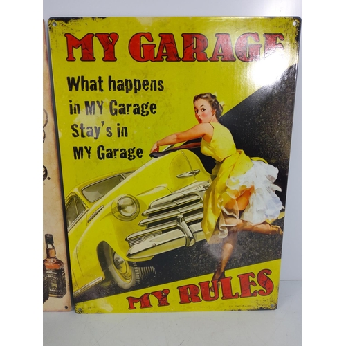 170 - 2 novelty metal advertising signs, 40 x 30cms each