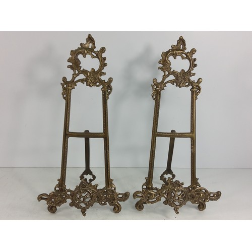 115A - Pair of large brass easels, 42cms in height