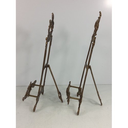 115A - Pair of large brass easels, 42cms in height