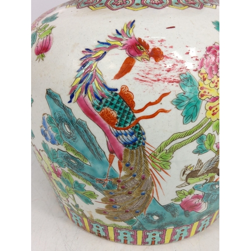 13 - Early 20th Century Chinese hand painted Famille Rose lidded jar, 23cms in height