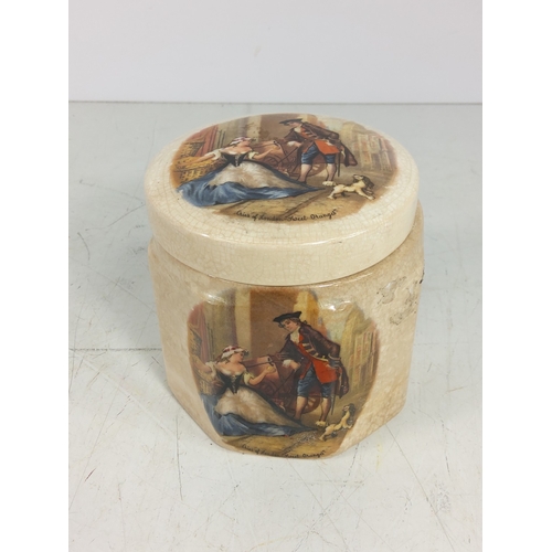 52 - Spode jar and cover, marmalade pot and blue and white jug