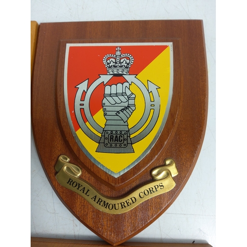 11 - 4 wooden mounted military insignia