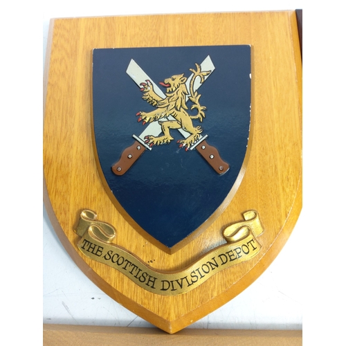 12 - 4 wooden mounted military insignia