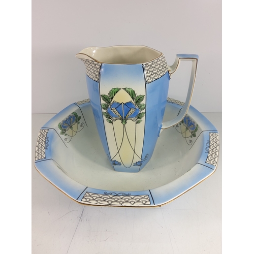 56 - Antique jug and bowl set with soap dish