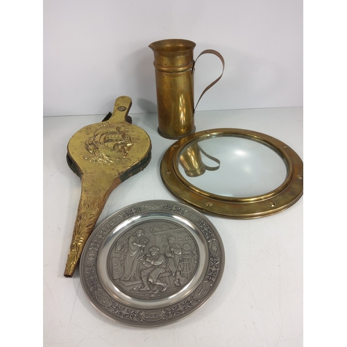 67 - Qty of various brass ware including a shell case/trench art  jug