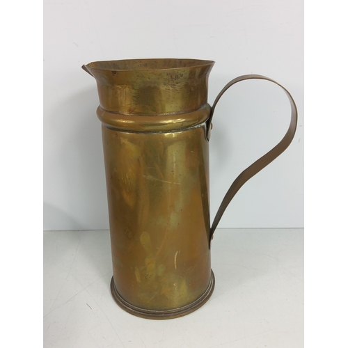 67 - Qty of various brass ware including a shell case/trench art  jug