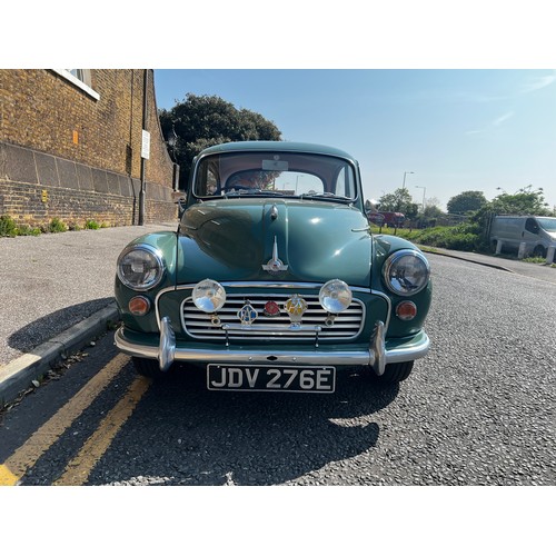 11 - Make: MORRIS
Model: MINOR 1000 SERIES III 2-DOOR SALOON
Colour: GREEN
Registration: JDV276E
Engine S... 