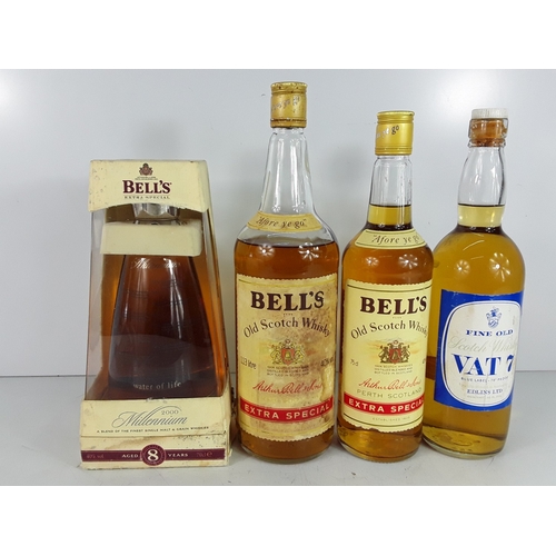 113 - Four bts,one Bell's Millennium 2000 aged 8 years,70cl,40%,one bt
Bell's Extra Special,75cl,40%,1980s... 