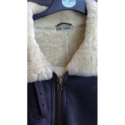 101 - Vintage Paris Dakar leather, sheepskin and shearling motoring jacket, XXL for their Members Club