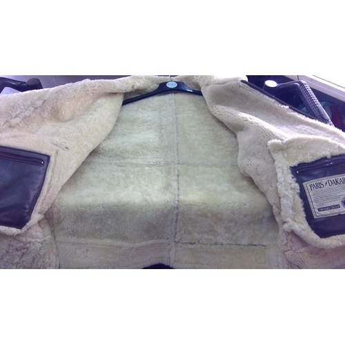 101 - Vintage Paris Dakar leather, sheepskin and shearling motoring jacket, XXL for their Members Club