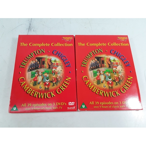 209 - Two boxed Camberwick Green figures, three loose, and two DVDs