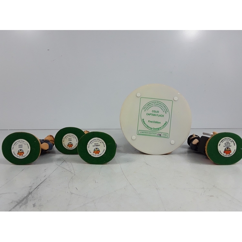 209 - Two boxed Camberwick Green figures, three loose, and two DVDs