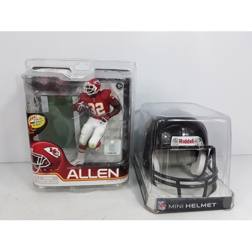 190 - Two NFL collectibles plus baseball mit