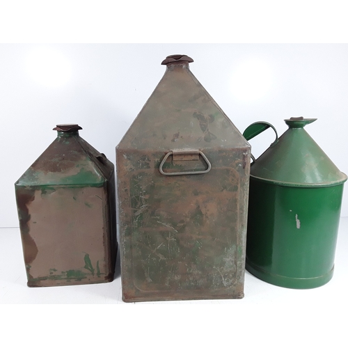 221 - Three vintage oil cans