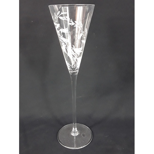 470 - Set of 12 Franklin Mint Les Fleurs crystal champagne glasses