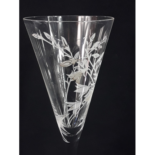 470 - Set of 12 Franklin Mint Les Fleurs crystal champagne glasses