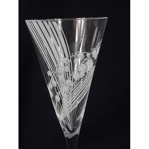 470 - Set of 12 Franklin Mint Les Fleurs crystal champagne glasses