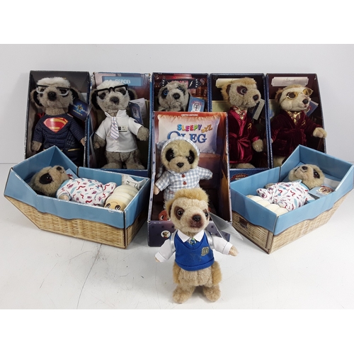 350 - Collection of meerkats stuffed toys, Ted and Babe