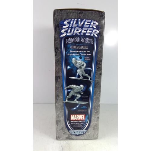 356 - Boxed Marvel Silver Surfer painted statue