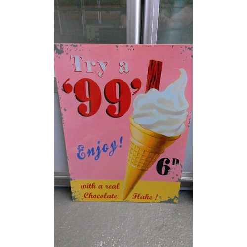 77 - Large novelty tin advertising sign, 70 x 50cms