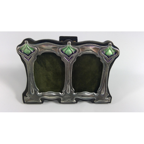310 - Silver enamel Art Nouveau style photo frame, 11 x 8cms