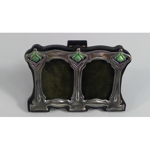 310 - Silver enamel Art Nouveau style photo frame, 11 x 8cms
