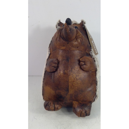 369 - Leather hedgehog doorstop