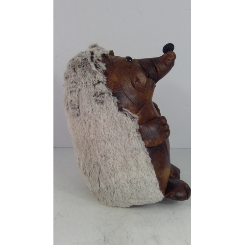 369 - Leather hedgehog doorstop