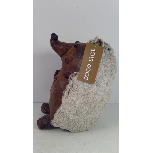 369 - Leather hedgehog doorstop