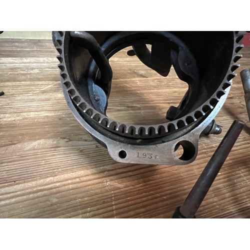 222 - Vintage sock knitting machine and accessories