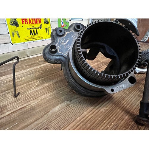 222 - Vintage sock knitting machine and accessories