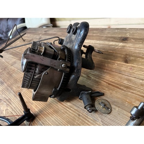 222 - Vintage sock knitting machine and accessories