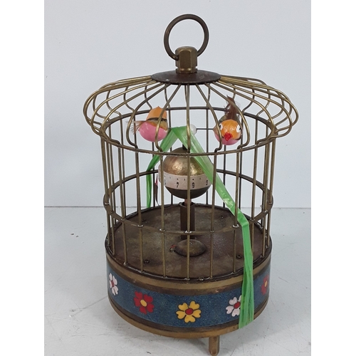 333 - Bird cage clock, 19cms in height