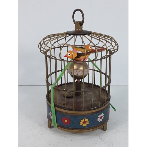 333 - Bird cage clock, 19cms in height