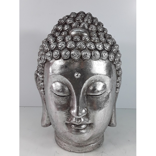 334 - Large silver goddess head, 32cms in height