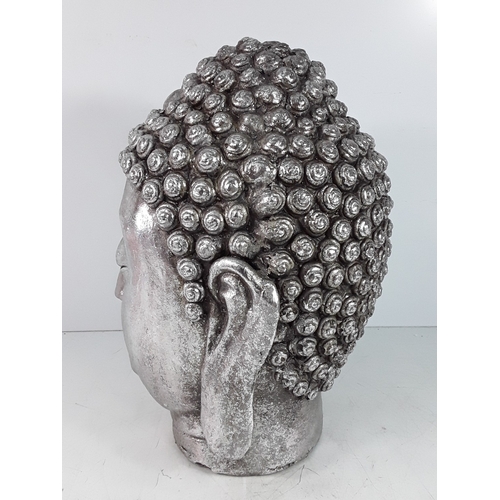 334 - Large silver goddess head, 32cms in height