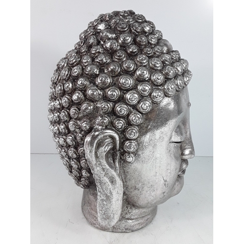 334 - Large silver goddess head, 32cms in height