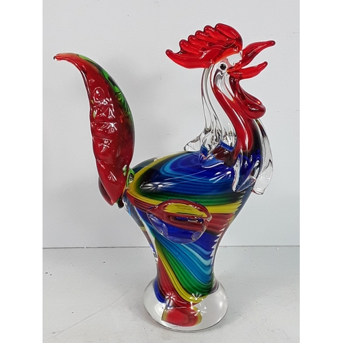 337 - Murano style Glass cockerel, 28cms in height