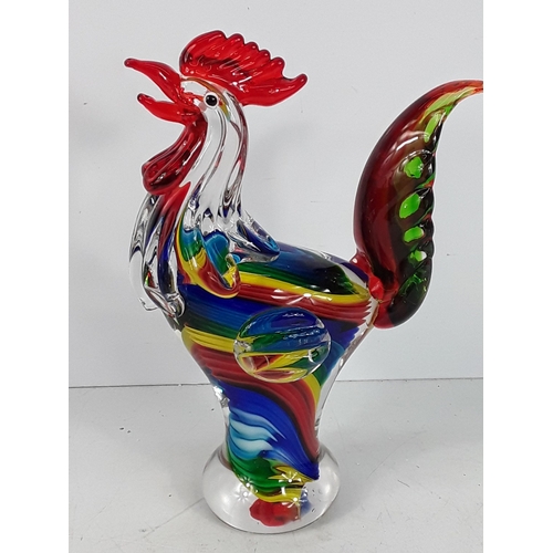 337 - Murano style Glass cockerel, 28cms in height