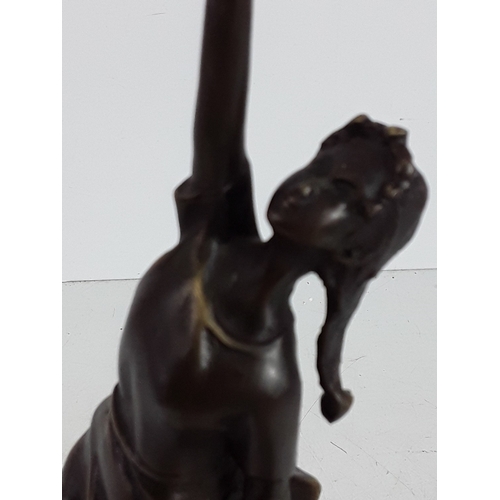 338 - Banksy style bronze on marble base - balloon girl, 45 x 15 x 15cms