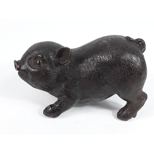 340 - Cast Bronze pig, 12 x 8cms