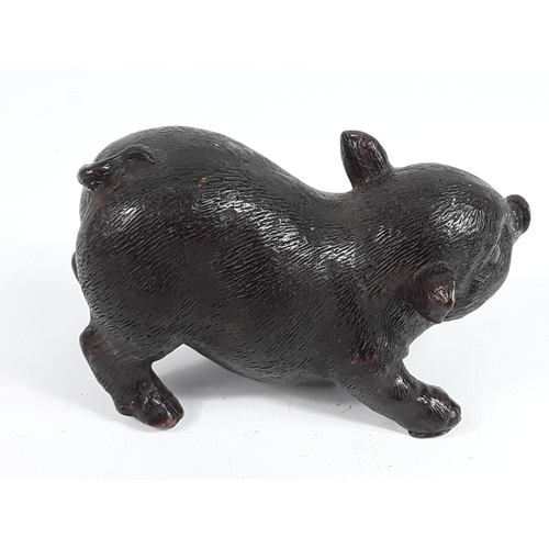 340 - Cast Bronze pig, 12 x 8cms