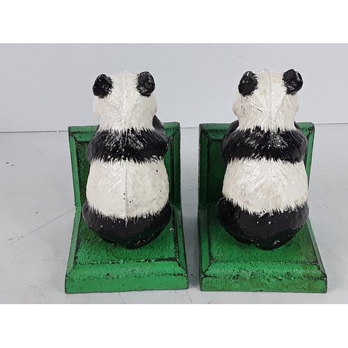 345 - Pr of cast metal panda bookends